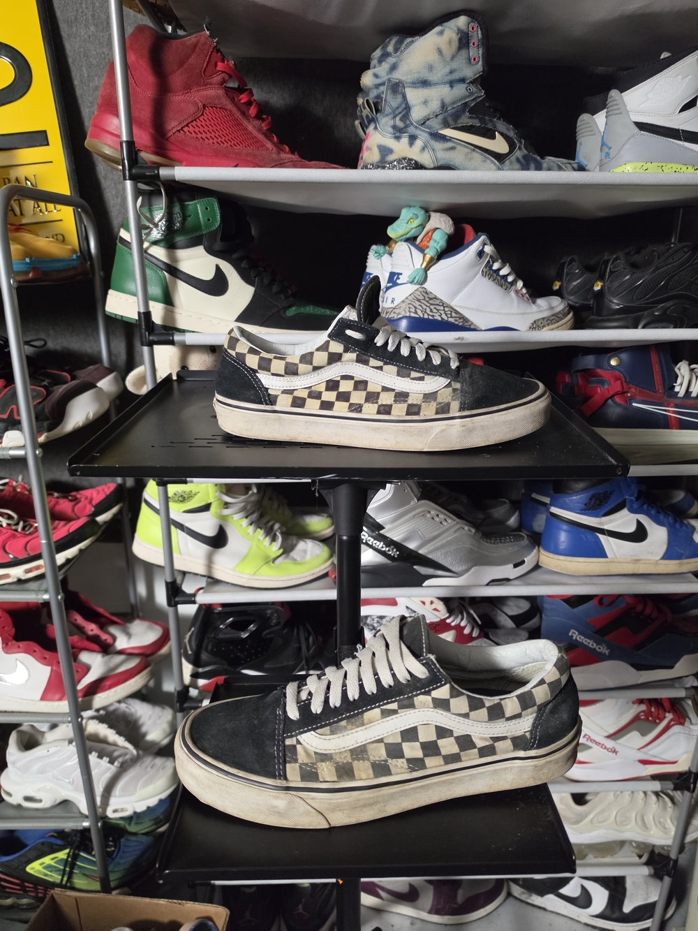 🔥 Vans Men Size 9.5 Checkerboard Low-Top Sneakers Black and Cream